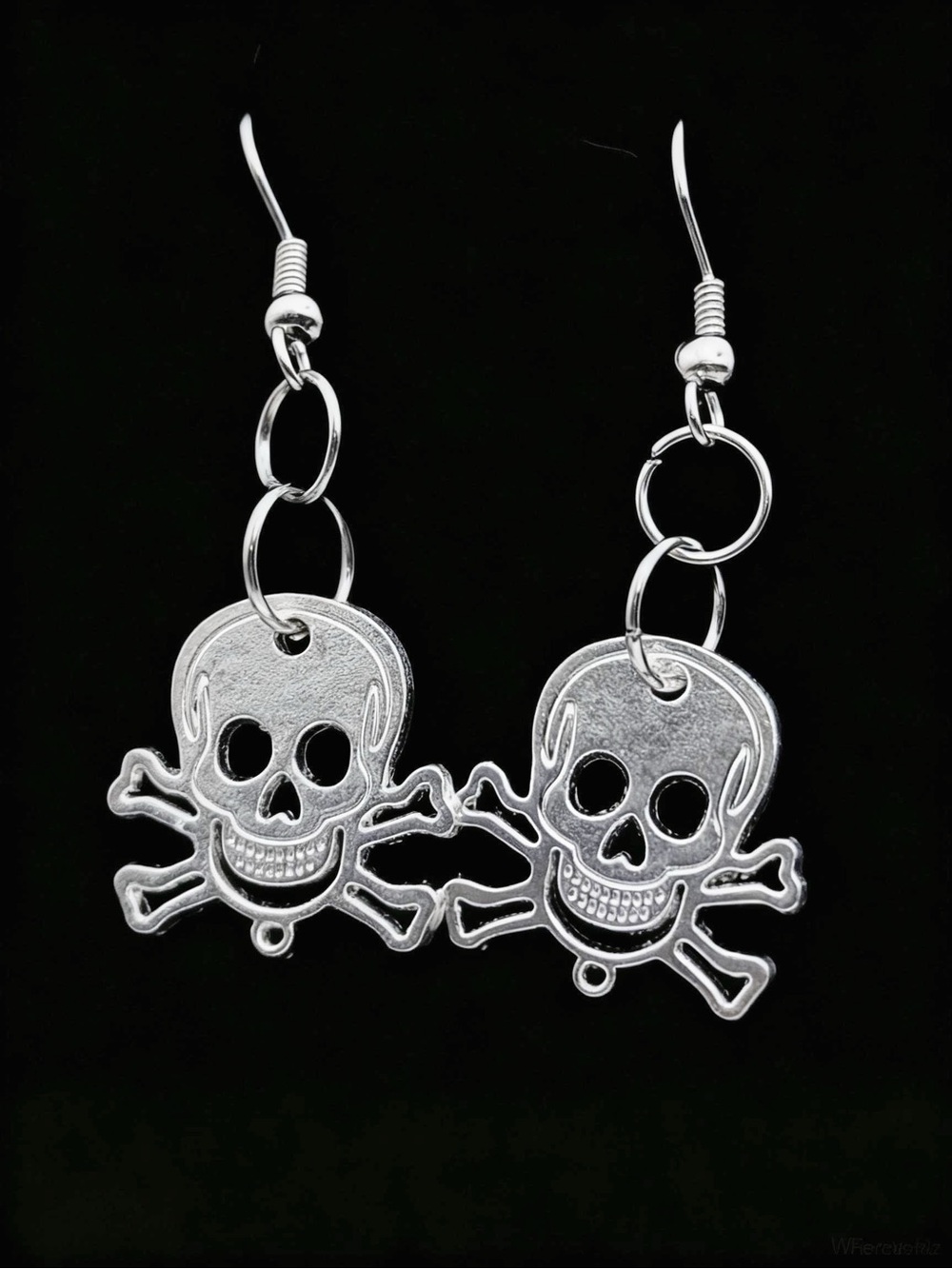 Silver Skull & Crossbones Dangle Earrings — Women's Punk Statement